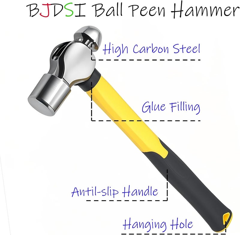 BJDSI 16 oz Ball Peen Hammer,Anti-Shaking,Anti-Rust,Shock-Proof Plastic Handle. - Image 3